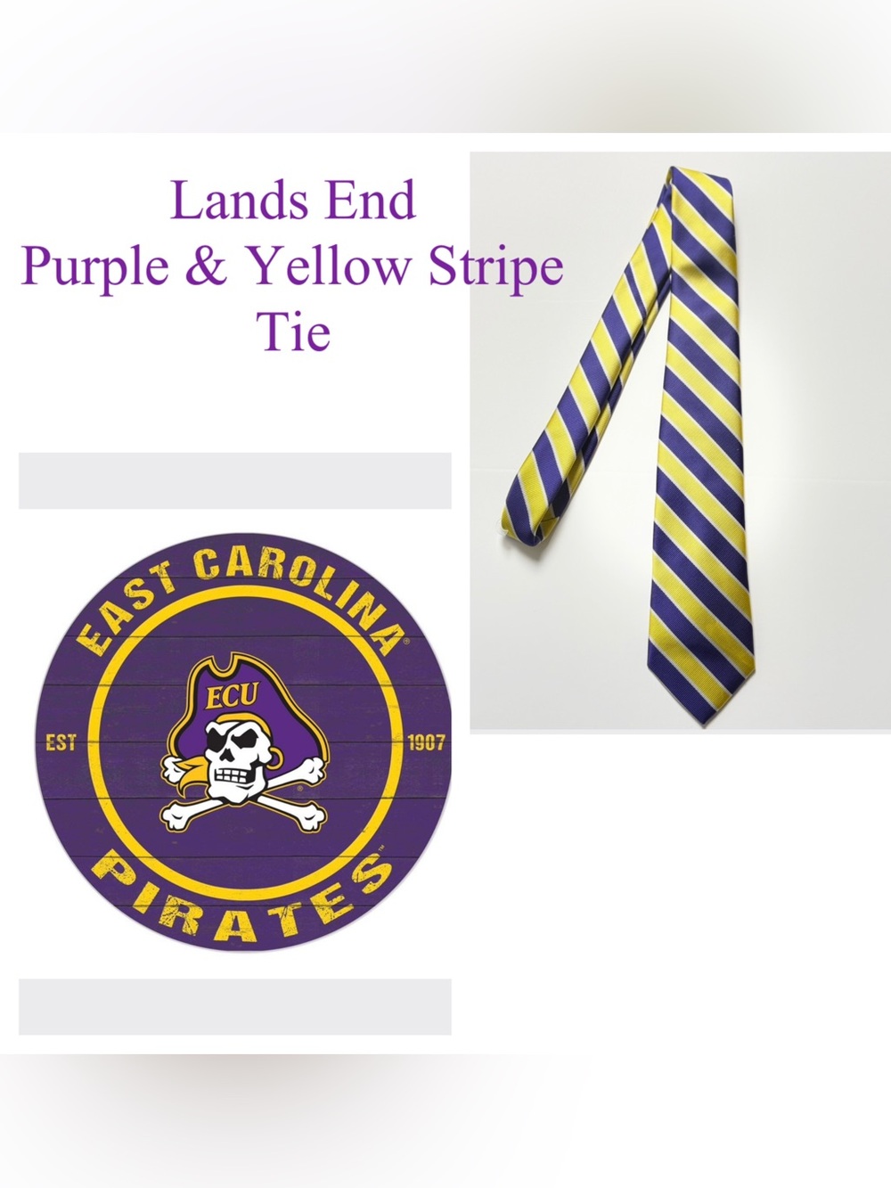 Lands' End Purple and Yellow Diagonal Stripe Tie- pic for colors